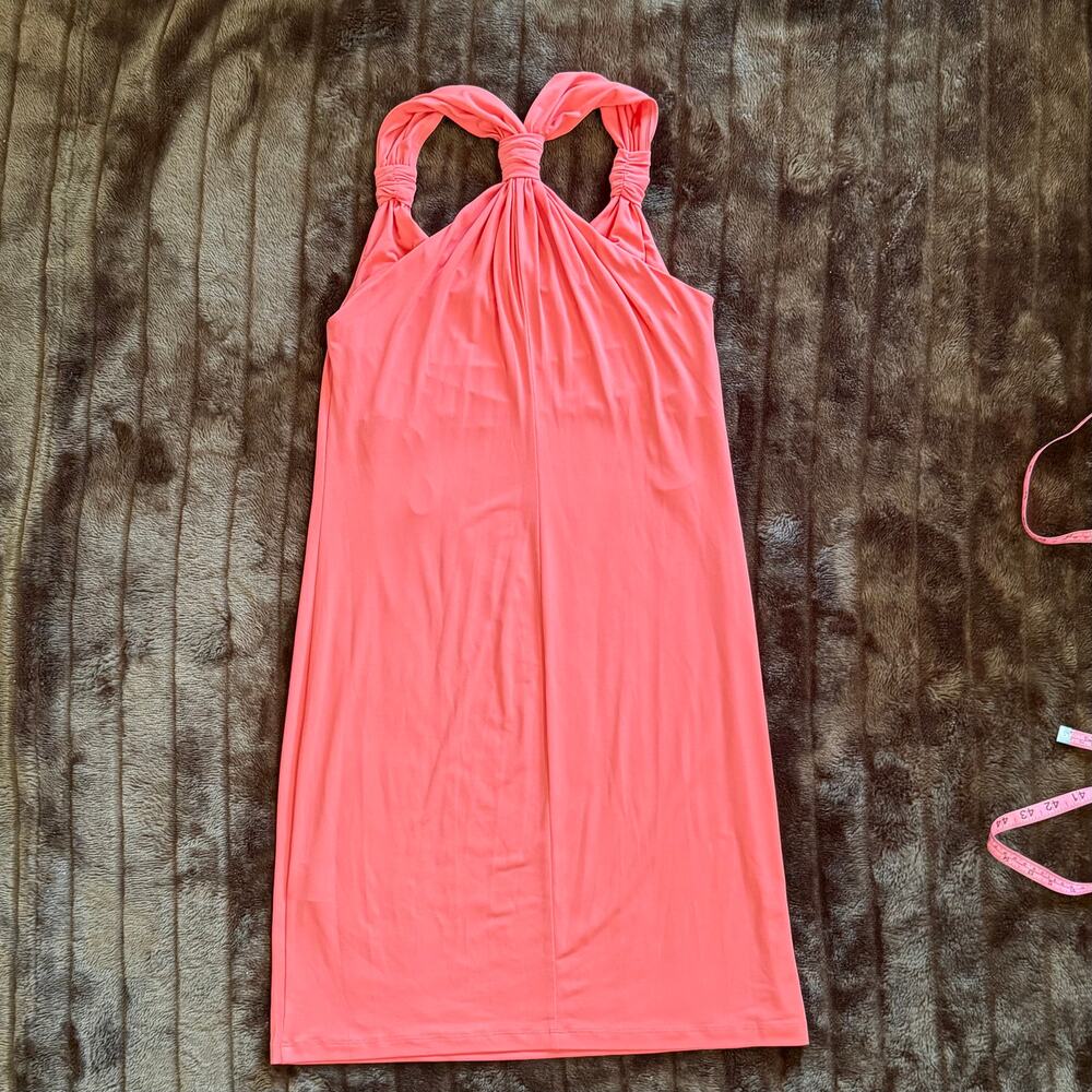 Ivy & Blu‎ Maggy Boutique 6 Tangerine Stretch Knit Halter Dress Bunched Straps - Picture 5 of 11